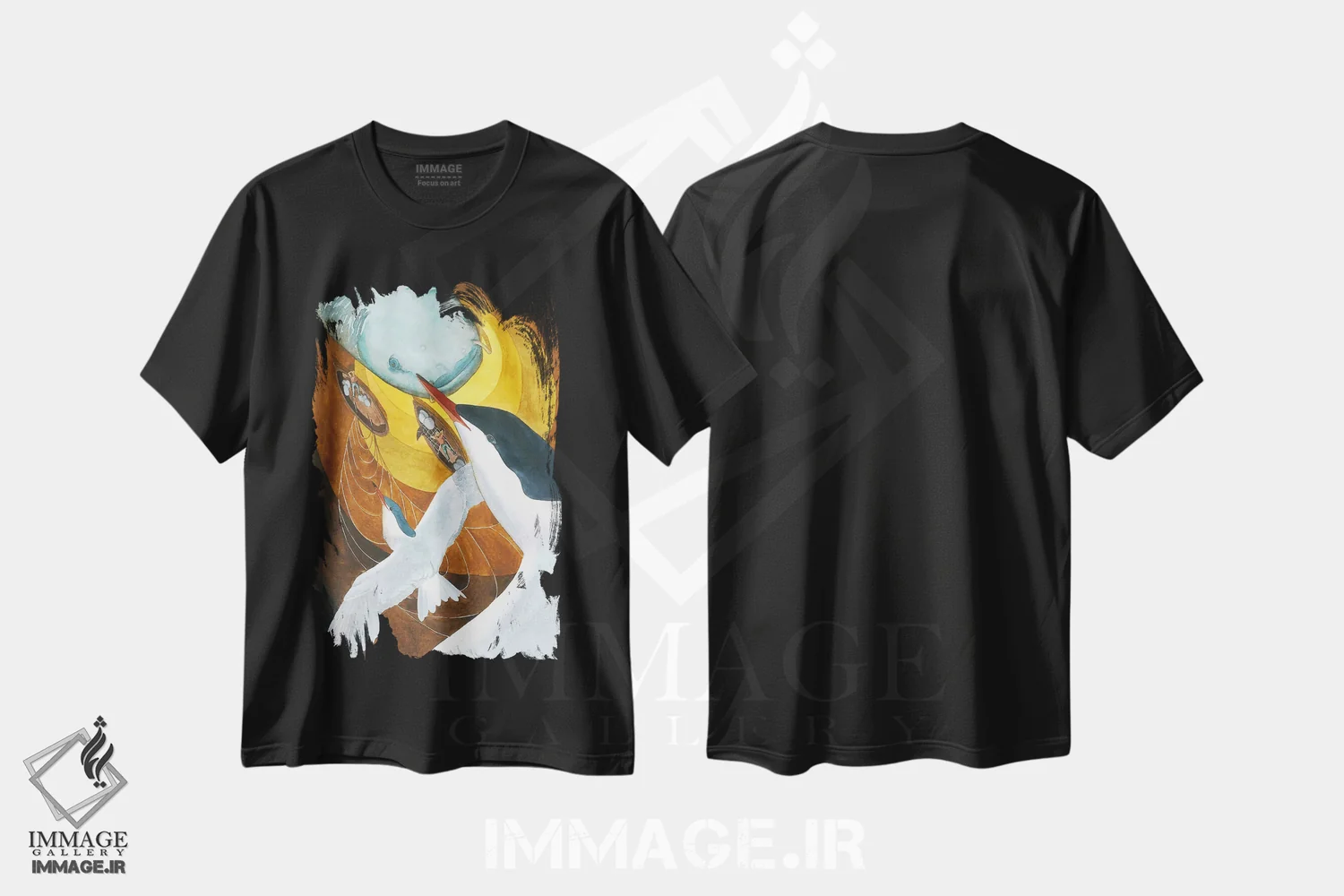 تیشرت مشکی طرح دار سینه بند سکاها، دکور معاصر اثر کارینا دانیلچوک | immage.ir