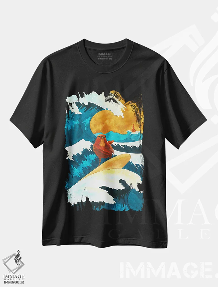تیشرت مشکی طرح دار پرنده شجاع، دکور معاصر اثر کارینا دانیلچوک | immage.ir