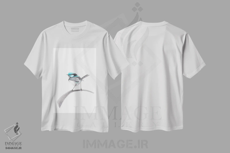 تیشرت سفید طرح دار بلبل طلایی II، دکور معاصر اثر کارینا دانیلچوک | فروشگاه ایماژ