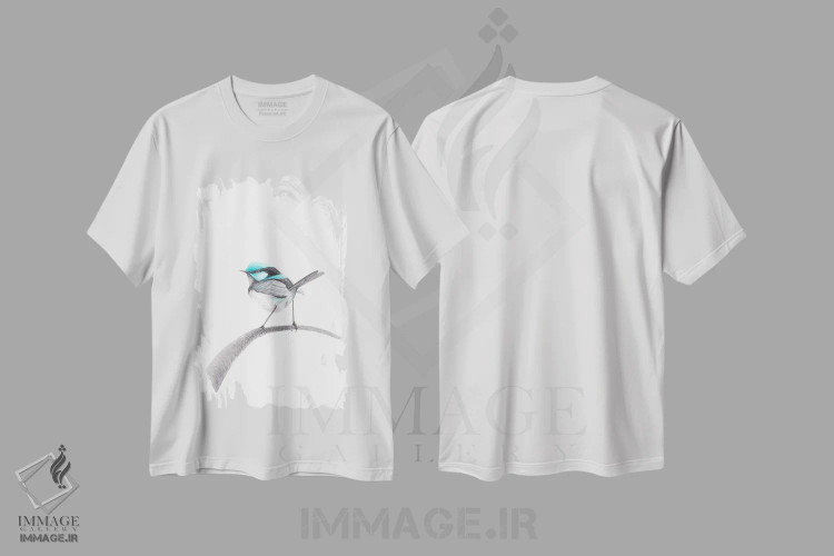 تیشرت سفید طرح دار پرنده الهام گرفته، دکور معاصر اثر کارینا دانیلچوک | immage.ir