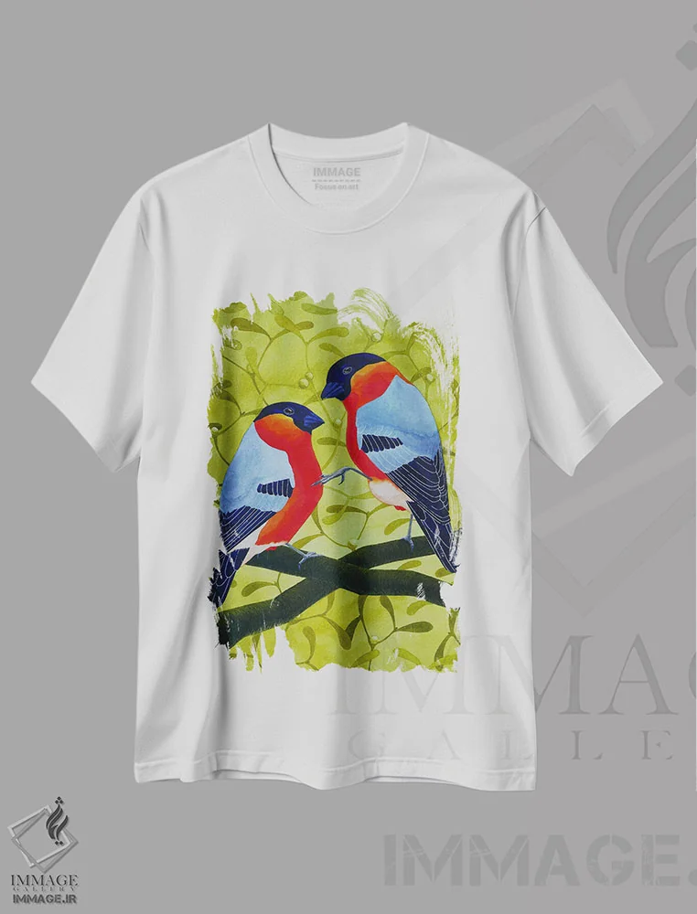 تیشرت سفید طرح دار فنچ سهره، دکور معاصر اثر کارینا دانیلچوک | immage.ir