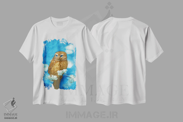 تیشرت سفید طرح دار جغد با پنبه، دکور معاصر اثر کارینا دانیلچوک | immage.ir