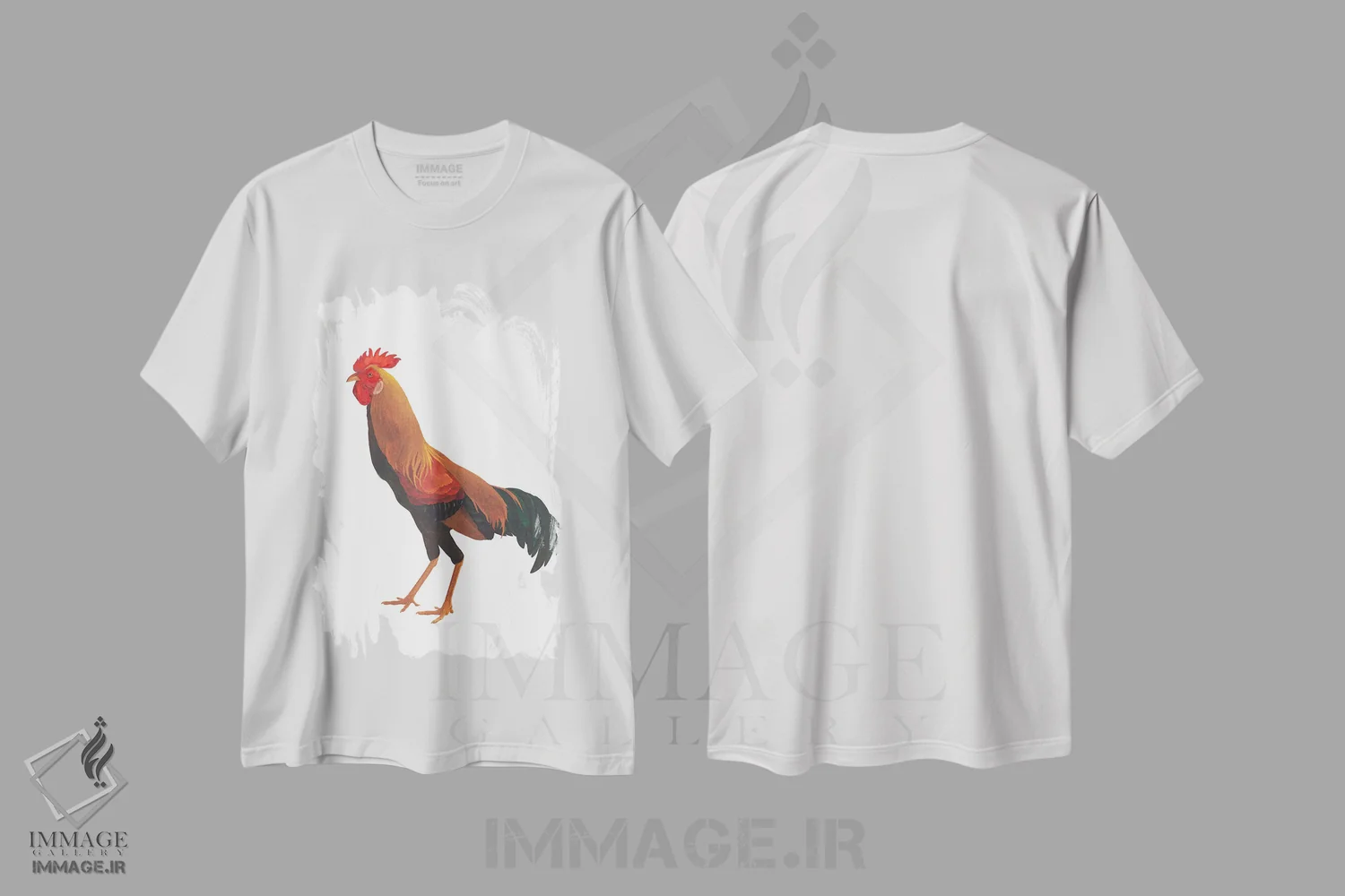 تیشرت سفید طرح دار خروس اوکراینی، دکور معاصر اثر کارینا دانیلچوک | فروشگاه ایماژ