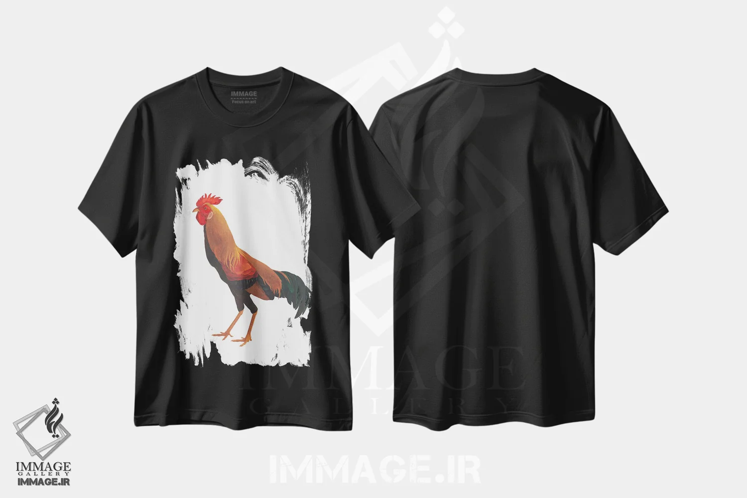 تیشرت مشکی طرح دار خروس اوکراینی، دکور معاصر اثر کارینا دانیلچوک | immage.ir