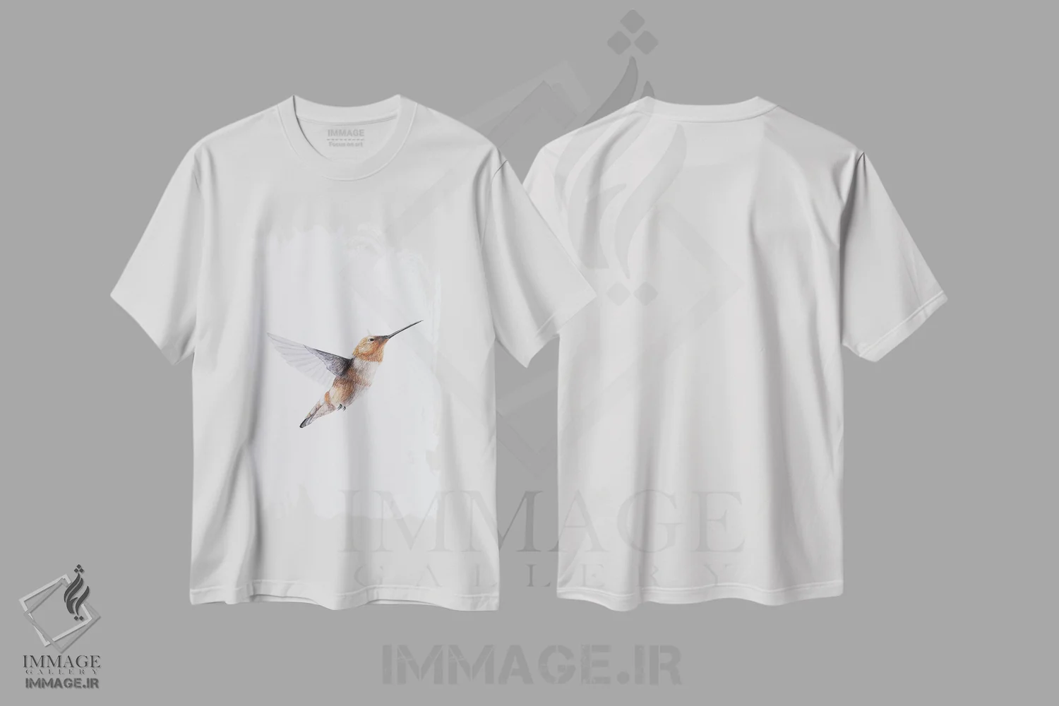 تیشرت سفید طرح دار مرغ مگس خوار قهوه ای، دکور معاصر اثر کارینا دانیلچوک | immage.ir