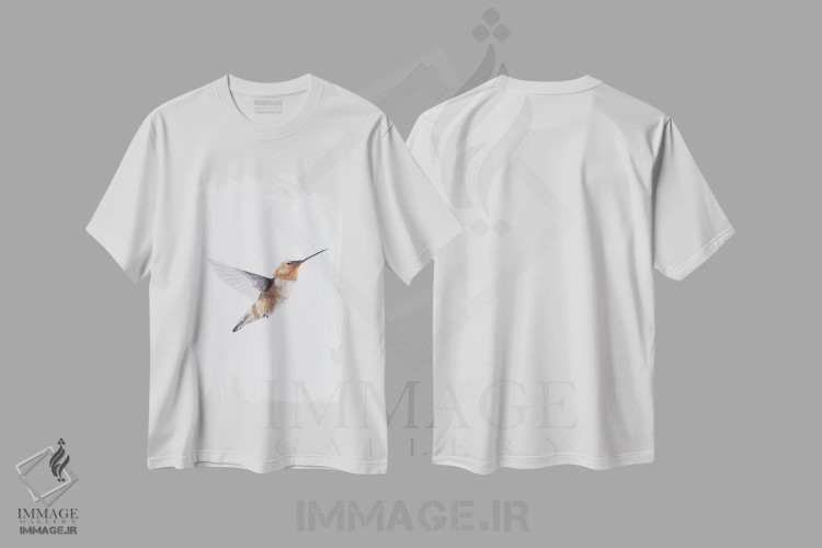 تیشرت سفید طرح دار مرغ مگس خوار قهوه ای، دکور معاصر اثر کارینا دانیلچوک | immage.ir