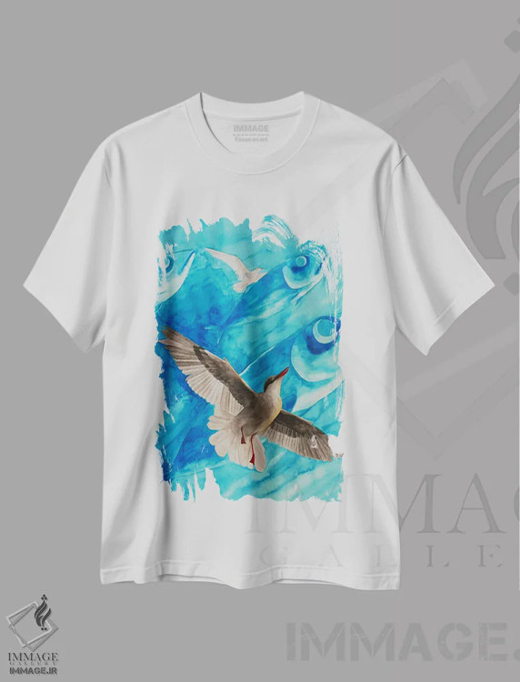 تیشرت سفید طرح دار رؤیاهای استرن، هنر فاخر معاصر اثر کارینا دانیلچوک | فروشگاه ایماژ