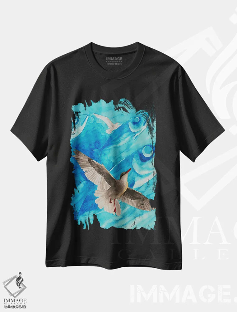 تیشرت مشکی طرح دار رؤیاهای استرن، هنر فاخر معاصر اثر کارینا دانیلچوک | immage.ir