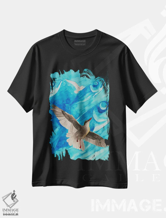 تیشرت مشکی طرح دار رؤیاهای استرن، هنر فاخر معاصر اثر کارینا دانیلچوک | immage.ir