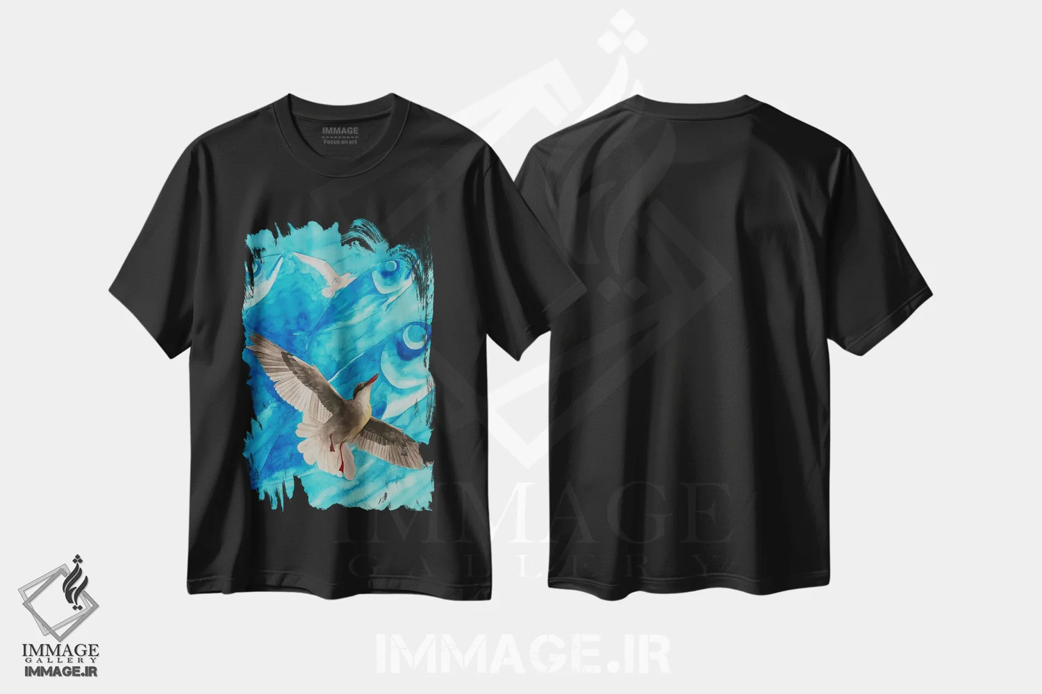 تیشرت مشکی طرح دار رؤیاهای استرن، هنر فاخر معاصر اثر کارینا دانیلچوک | immage.ir