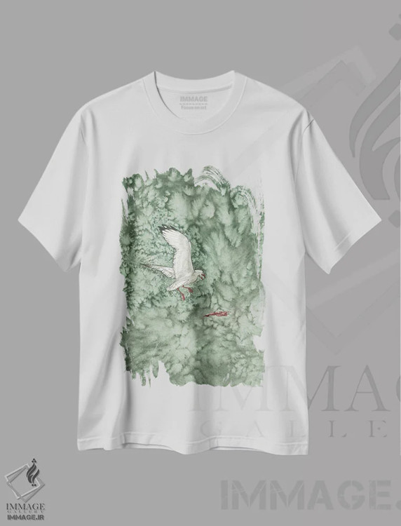 تیشرت سفید طرح دار استرن دریاچه سبز با زباله، مدیوم اثر کارینا دانیلچوک | فروشگاه ایماژ