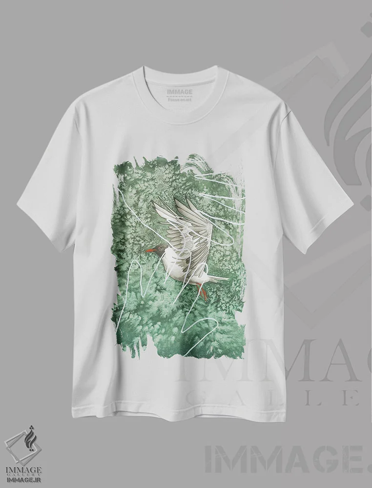 تیشرت سفید طرح دار استرن دریاچه سبز، مدیوم اثر کارینا دانیلچوک | فروشگاه ایماژ
