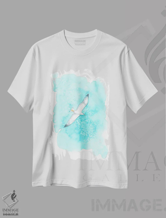 تیشرت سفید طرح دار مرغ دریایی در حال پرواز، مدیوم اثر کارینا دانیلچوک | immage.ir