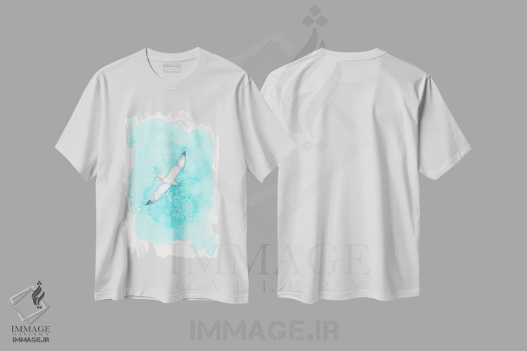 تیشرت سفید طرح دار مرغ دریایی در حال پرواز، مدیوم اثر کارینا دانیلچوک | immage.ir