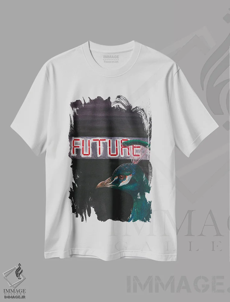 تیشرت سفید طرح دار آینده، دکور معاصر اثر کارینا دانیلچوک | فروشگاه ایماژ