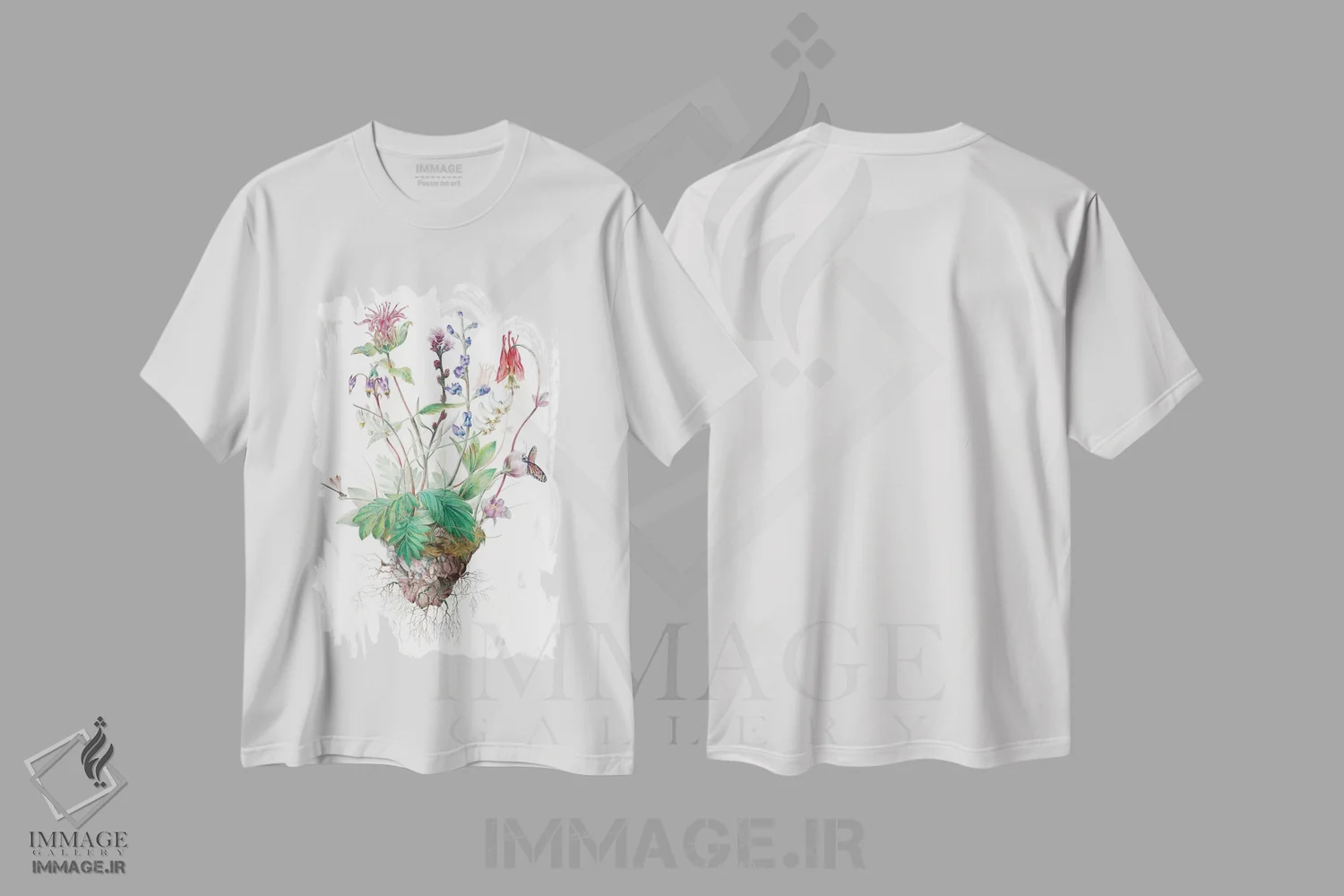 تیشرت سفید طرح دار گل های وحشی، هنر فاخر اثر براندون کیهنر | immage.ir