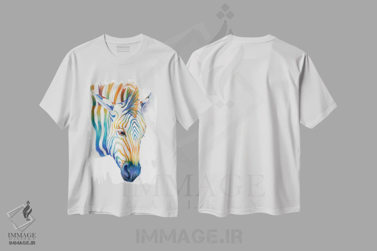 تیشرت سفید طرح دار گورخر، هنر فاخر اثر براندون کیهنر | فروشگاه ایماژ