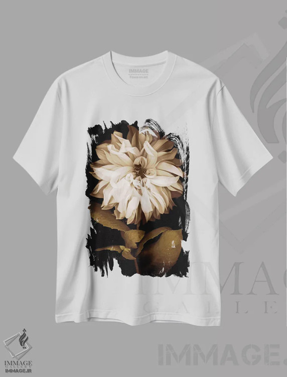 تیشرت سفید طرح دار دالیا I، دکور معاصر اثر کارولین کلی | immage.ir