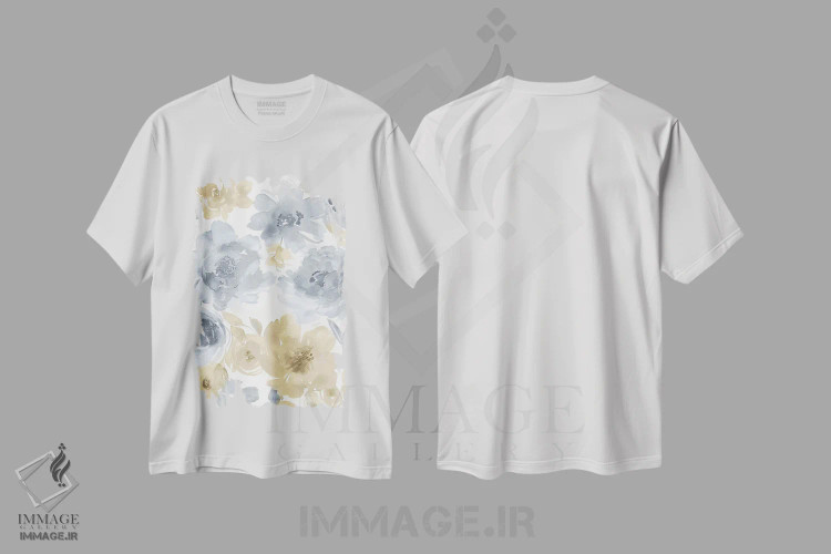 تیشرت سفید طرح دار بهار قهوه ای روشن و خاکستری II، تزئینی اثر کلسی موریس | immage.ir