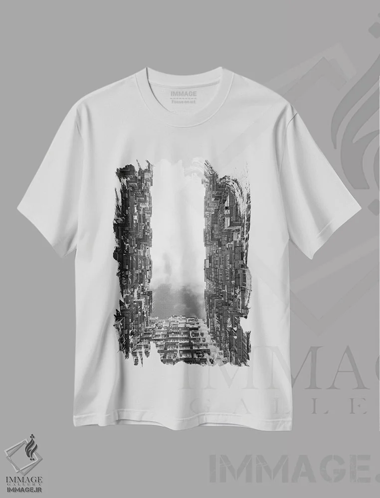 تیشرت سفید طرح دار آثار کرن سو - immage.ir