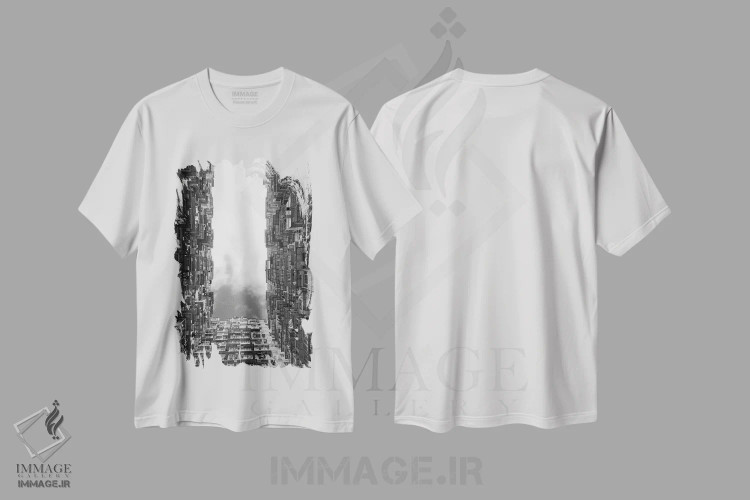 تیشرت سفید طرح دار آثار کرن سو - immage.ir