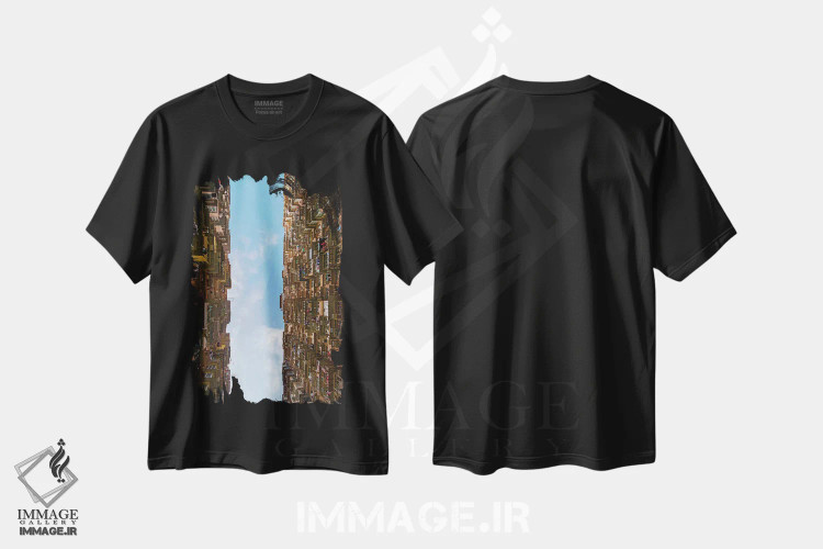 تیشرت مشکی طرح دار Hong Kong, China,کاخ مانتین در کواری بی، هنگ کنگ، چین، مدیوم اثر کرن سو | فروشگاه ایماژ