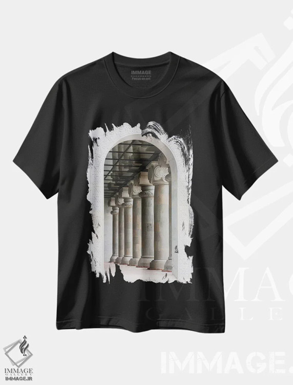 تیشرت مشکی طرح دار آثار کرن سو - immage.ir