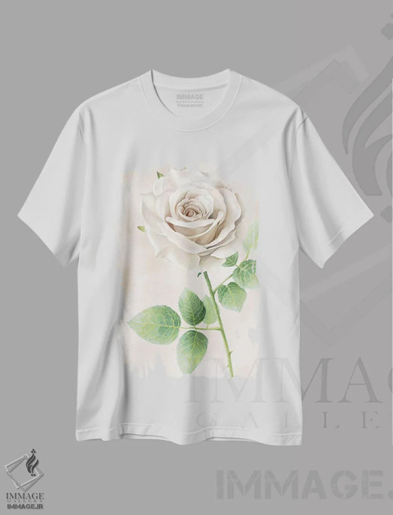 تیشرت سفید طرح دار پنل رزهای عاجی II، دکور معاصر اثر کلسی ویلسون | فروشگاه ایماژ