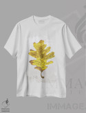 تیشرت سفید طرح دار برگ های پاییزی روی طوسی ۳ - بلوط، دکور کلبه و لژ اثر کلسی ویلسون | فروشگاه ایماژ