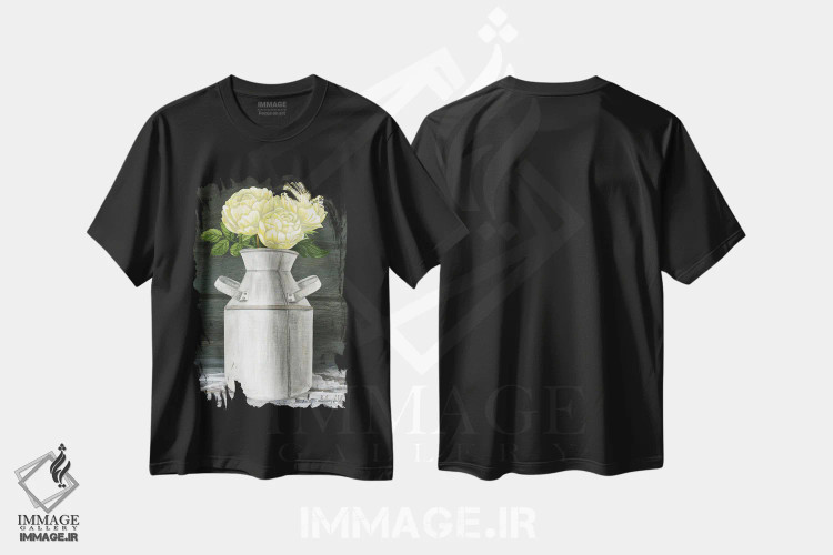 تیشرت مشکی طرح دار باغ روستایی ۴ - صدتومانی ها در پارچ، دکور روستایی اثر کلسی ویلسون | immage.ir