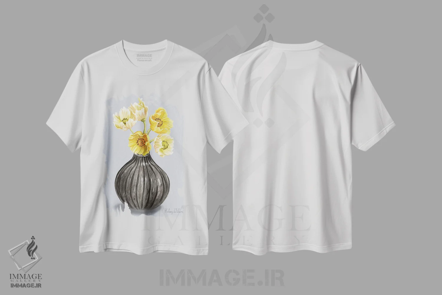 تیشرت سفید طرح دار شقایق ها در گلدان I، دکور روستایی اثر کلسی ویلسون | immage.ir
