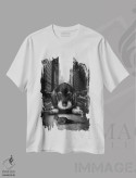 تیشرت سفید طرح دار زمان بازی، عکاسی سیاه و سفید اثر کاترین فدرر | فروشگاه ایماژ