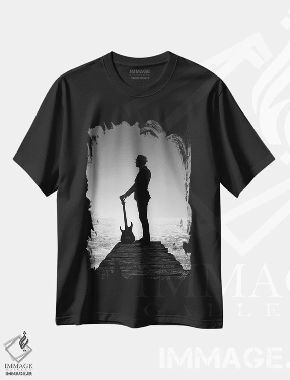 تیشرت مشکی طرح دار آخرین اجرا، هنر تزئینی سیاه و سفید اثر کاترین فدرر | فروشگاه ایماژ
