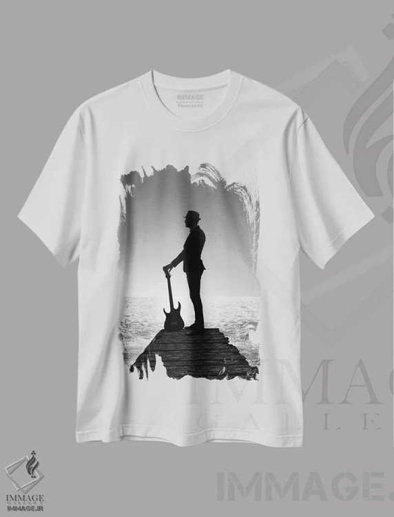 تیشرت سفید طرح دار آخرین اجرا، هنر تزئینی سیاه و سفید اثر کاترین فدرر | immage.ir