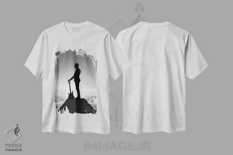تیشرت سفید طرح دار آخرین اجرا، هنر تزئینی سیاه و سفید اثر کاترین فدرر | immage.ir