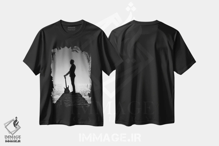 تیشرت مشکی طرح دار آخرین اجرا، هنر تزئینی سیاه و سفید اثر کاترین فدرر | فروشگاه ایماژ