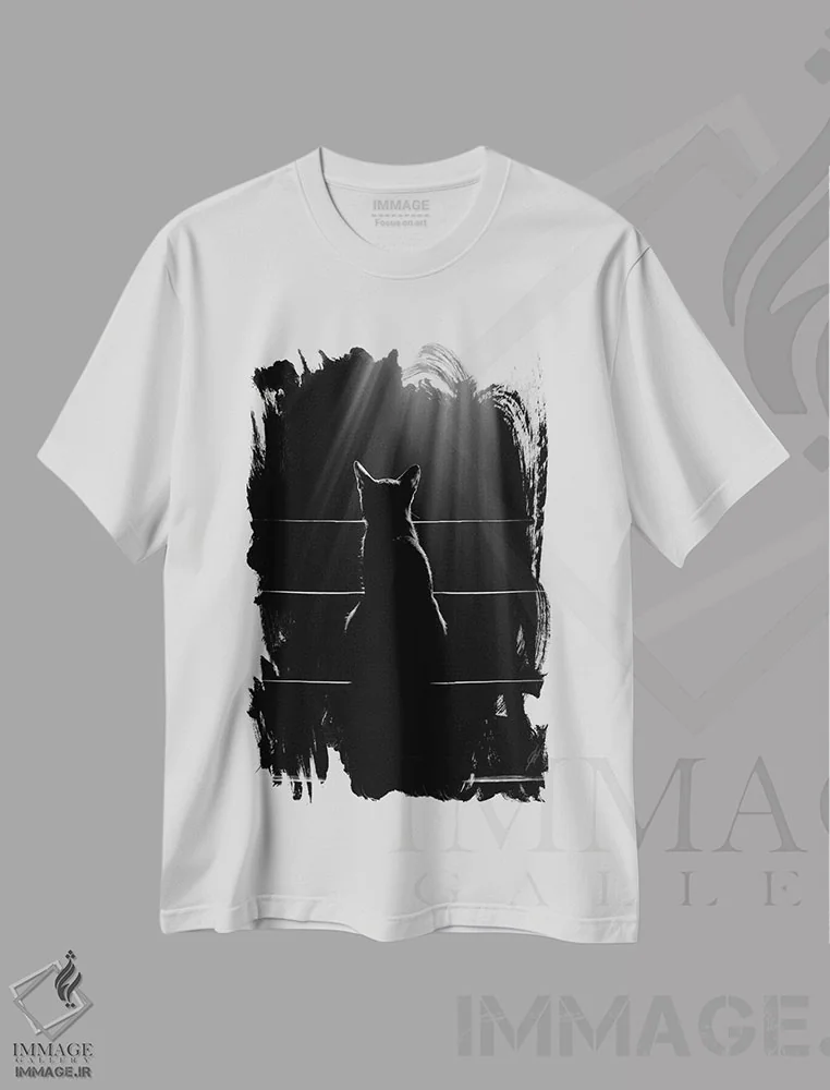 تیشرت سفید طرح دار زبان گربه ها، مدیوم اثر کاترین فدرر | فروشگاه ایماژ
