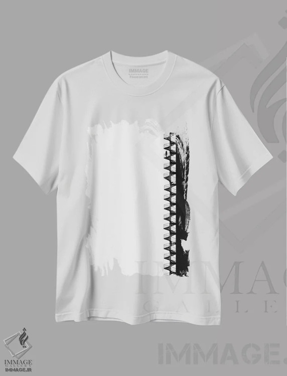 تیشرت سفید طرح دار گردباد، هنر تزئینی سیاه و سفید اثر کاترین فدرر | immage.ir