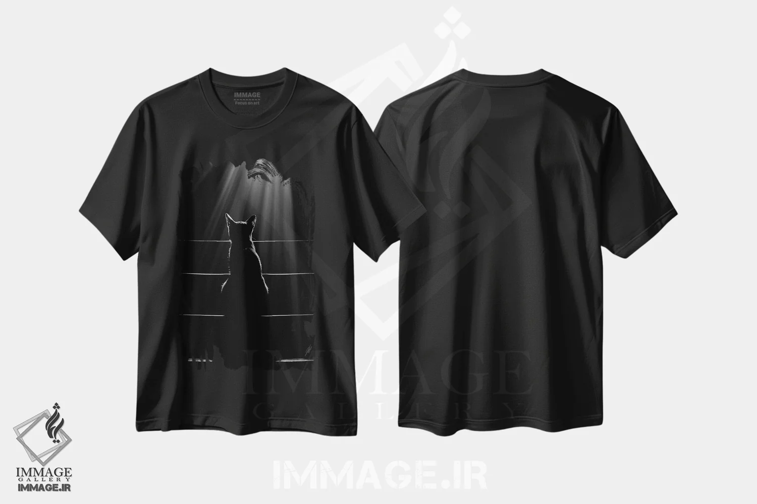 تیشرت مشکی طرح دار زبان گربه ها، مدیوم اثر کاترین فدرر | immage.ir