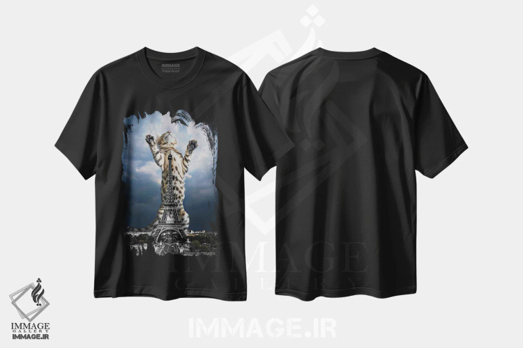 تیشرت مشکی طرح دار پاریس عشق من، عکاسی ترکیبی اثر کاترین فدرر | فروشگاه ایماژ