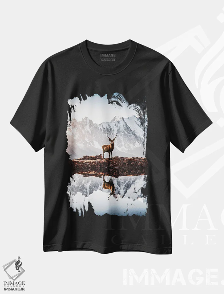 تیشرت مشکی طرح دار در کوهستان، مدیوم اثر کاترین فدرر | فروشگاه ایماژ
