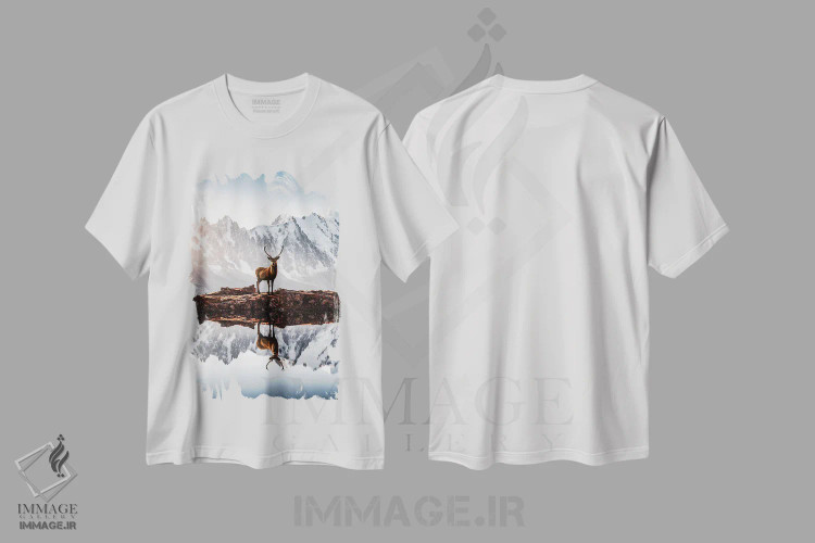 تیشرت سفید طرح دار در کوهستان، مدیوم اثر کاترین فدرر | immage.ir