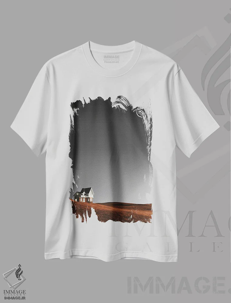 تیشرت سفید طرح دار کلبه، مدیوم اثر کاترین فدرر | immage.ir