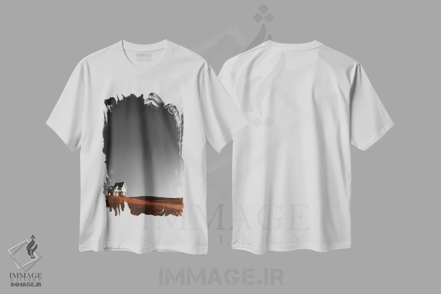 تیشرت سفید طرح دار کلبه، مدیوم اثر کاترین فدرر | immage.ir