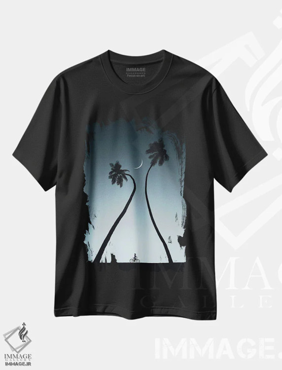 تیشرت مشکی طرح دار نخل های خواهر، هنر دیجیتال اثر کاترین فدرر | immage.ir