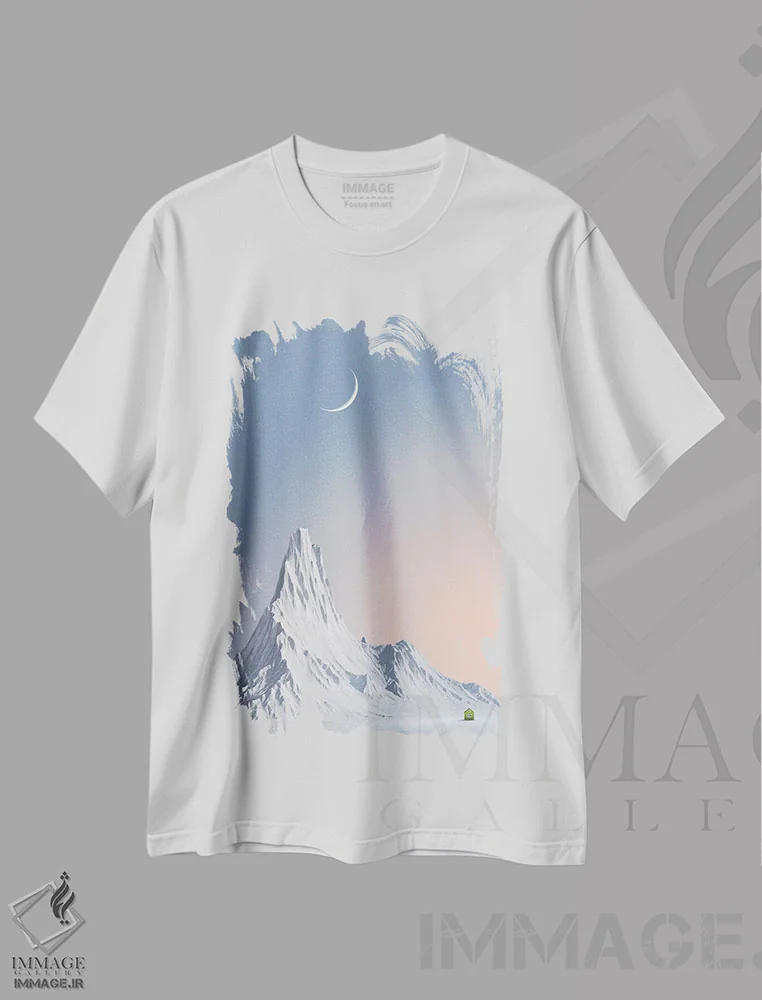 تیشرت سفید طرح دار قله برفی، هنر دیجیتال اثر کاترین فدرر | immage.ir