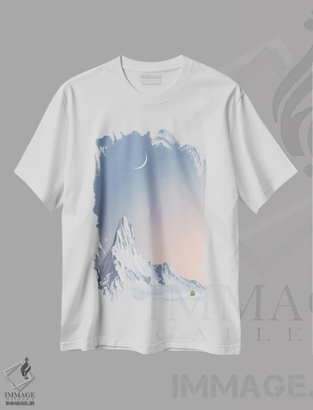 تیشرت سفید طرح دار قله برفی، هنر دیجیتال اثر کاترین فدرر | immage.ir