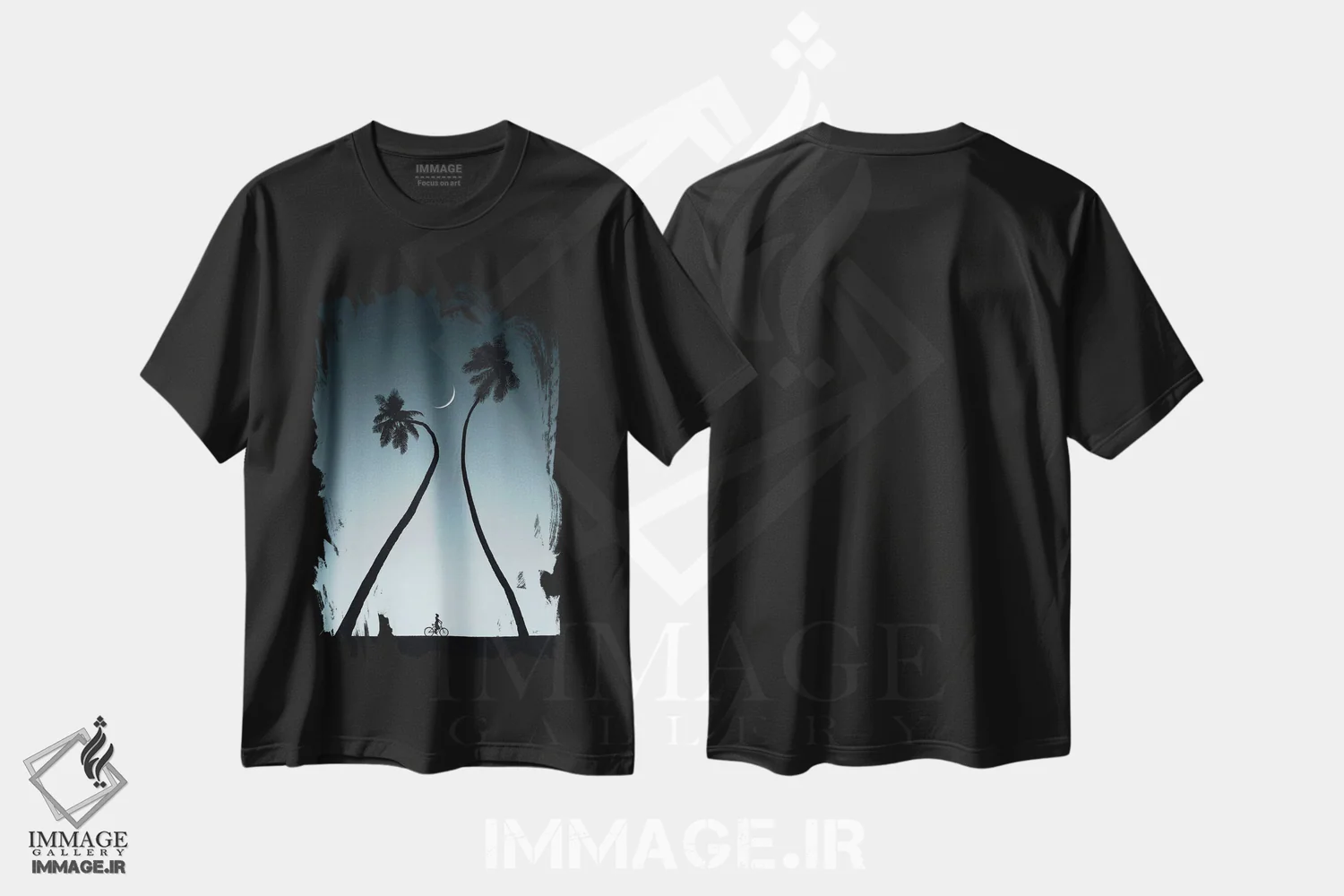 تیشرت مشکی طرح دار نخل های خواهر، هنر دیجیتال اثر کاترین فدرر | immage.ir