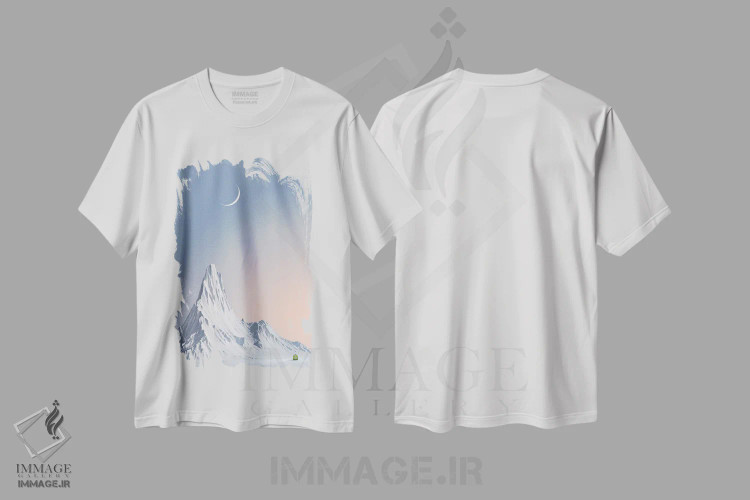 تیشرت سفید طرح دار قله برفی، هنر دیجیتال اثر کاترین فدرر | immage.ir