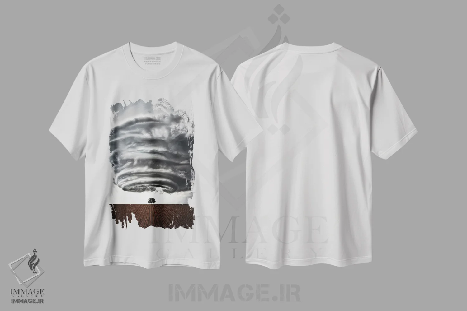 تیشرت سفید طرح دار پیامد طوفان، هنر دیجیتال اثر کاترین فدرر | immage.ir